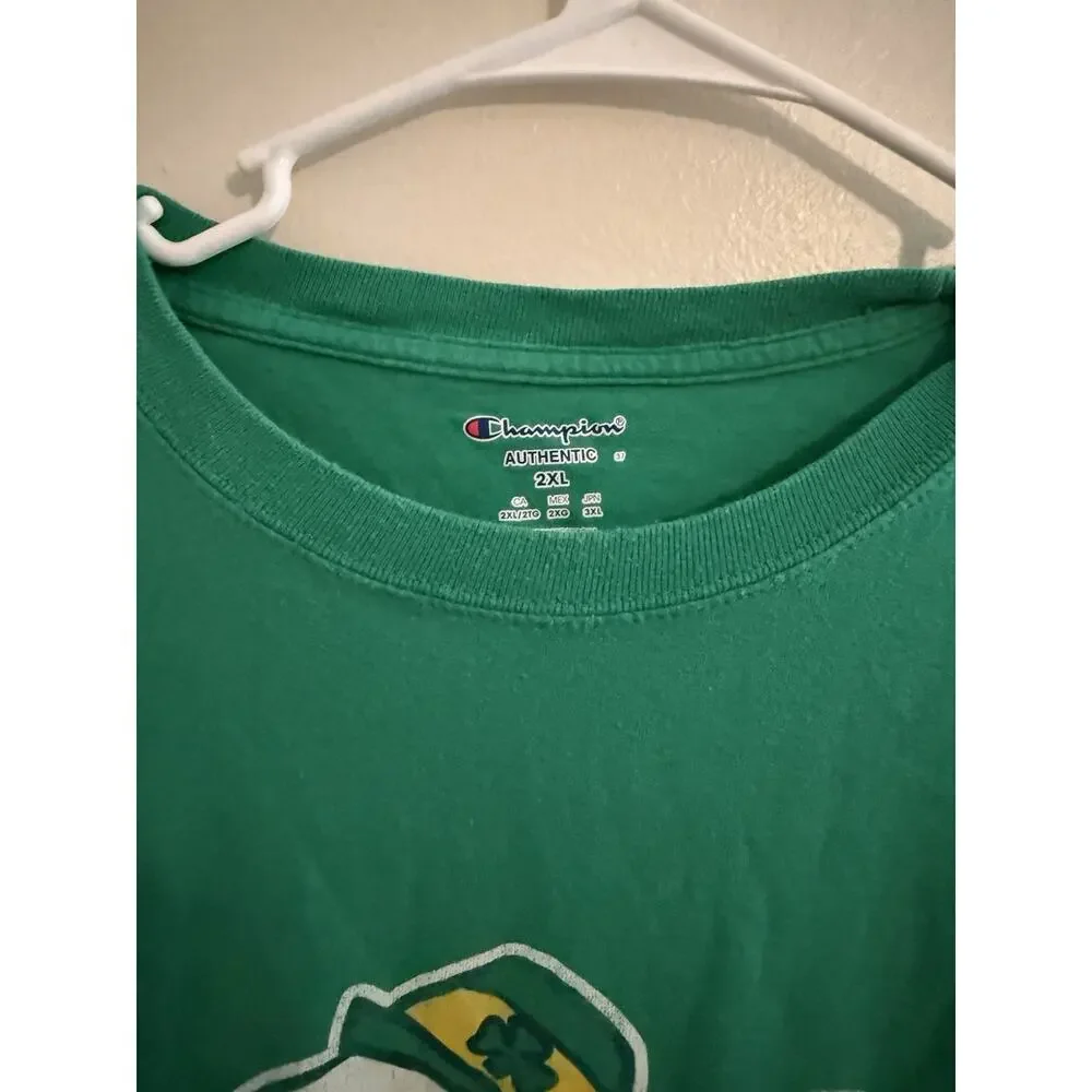 Notre Dame Fighting Irish Leprechaun T Shirt Green Champion 2XL NCAA - Picture 3 of 4